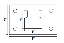 Drawing of Heavy-Duty Pallet Rack Foot Plate with measurements in inches