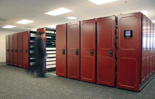 electric mobile shelving for files