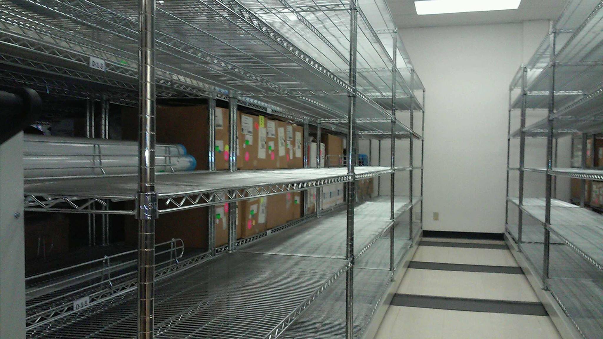 Wire Shelving on Mobile Shelving for Medical Supplies Company